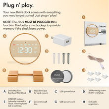 Load image into Gallery viewer, Driini Modern Digital LED Wall Clock - Bamboo Wood with Large Number Display - Day of Week, Time, Temperature, and Humidity Display