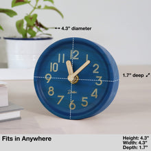 Load image into Gallery viewer, Driini Wooden Desk & Table Analog Clock - Made of Genuine Pine - (Blue)