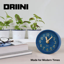 Load image into Gallery viewer, Driini Wooden Desk & Table Analog Clock - Made of Genuine Pine - (Blue)