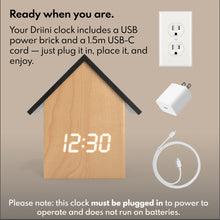 Load image into Gallery viewer, Driini Digital House-Shaped Alarm Clock with Temperature Display (Light Wood)