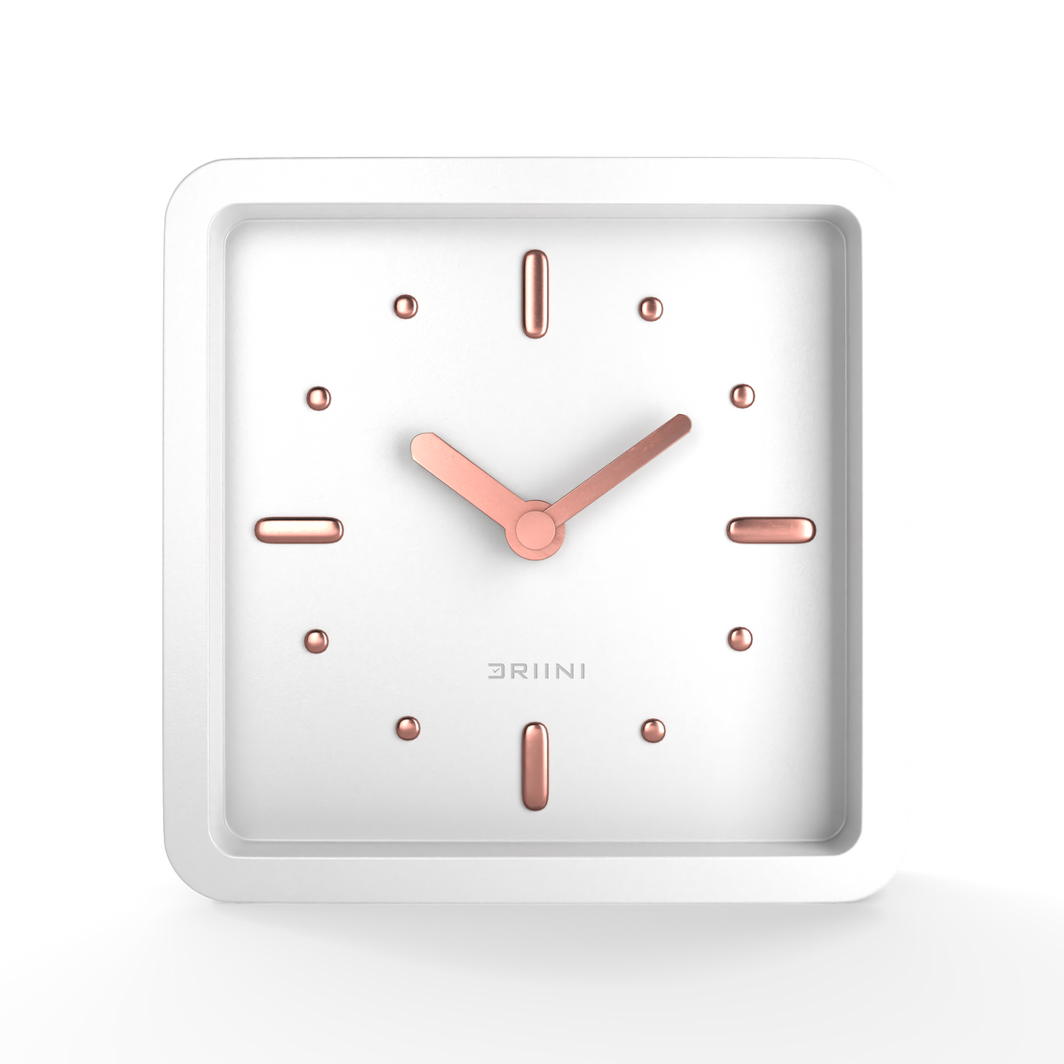 Driini Modern Mid Century Desk or Table Analog Clock (White Rose Gold)