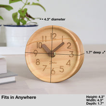 Load image into Gallery viewer, Driini Wooden Desk & Table Analog Clock - Made of Genuine Pine - (Light)