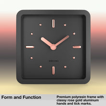 Load image into Gallery viewer, Driini Modern Mid Century Desk and Table Analog Clock (Black Rose Gold)