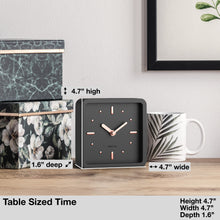 Load image into Gallery viewer, Driini Modern Mid Century Desk and Table Analog Clock (Black Rose Gold)