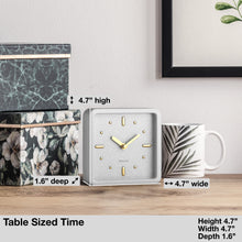 Load image into Gallery viewer, Driini Modern Mid Century Desk and Table Analog Clock (Grey with Gold)