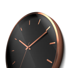 Load image into Gallery viewer, Driini Modern Black Rose Gold Aluminum Analog Wall Clock (12") - Classic Tick Marks