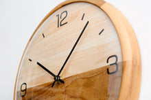 Load image into Gallery viewer, Driini Analog Dome Glass Wall Clock (12") - Pine Wood Frame with Two-Tone Wooden Face - Battery Operated with Silent Movement - Large Decorative Clocks for Classroom, Office, Living Room, or Bedrooms.