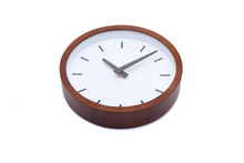Load image into Gallery viewer, Driini Modern Wood Analog Wall Clock (9") - Battery Operated with Silent Sweep Movement - Small Decorative Wooden Clocks for Bedrooms, Bathroom, Kitchen, Living Room, Office or Classroom
