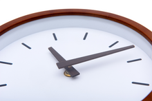 Load image into Gallery viewer, Driini Modern Wood Analog Wall Clock (9") - Battery Operated with Silent Sweep Movement - Small Decorative Wooden Clocks for Bedrooms, Bathroom, Kitchen, Living Room, Office or Classroom