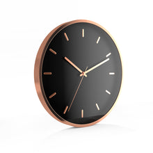 Load image into Gallery viewer, Driini Modern Black Rose Gold Aluminum Analog Wall Clock (12") - Classic Tick Marks