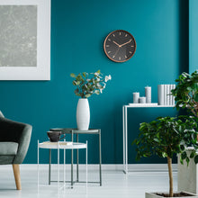 Load image into Gallery viewer, Driini Modern Black Rose Gold Aluminum Analog Wall Clock (12") - Classic Tick Marks