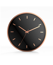 Load image into Gallery viewer, Driini Modern Black Rose Gold Aluminum Analog Wall Clock (12") - Classic Tick Marks