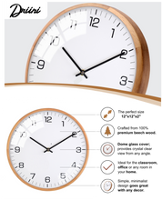 Load image into Gallery viewer, Driini Analog Dome Glass Wall Clock (12", White)