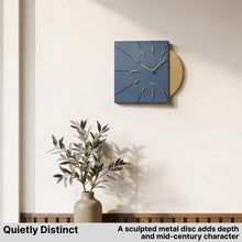Load image into Gallery viewer, Driini Modern Retro-Modern Wood Square Analog Clock (Blue)