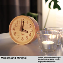 Load image into Gallery viewer, Driini Wooden Desk &amp; Table Analog Clock - Made of Genuine Pine - (Light)