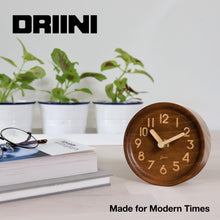 Load image into Gallery viewer, Driini Wooden Desk &amp; Table Analog Clock - Made of Genuine Pine - (Dark)