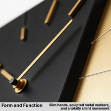 Load image into Gallery viewer, Driini Modern Retro-Modern Wood Square Analog Clock (Black)
