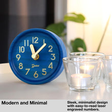 Load image into Gallery viewer, Driini Wooden Desk &amp; Table Analog Clock - Made of Genuine Pine - (Blue)