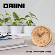 Load image into Gallery viewer, Driini Wooden Desk &amp; Table Analog Clock - Made of Genuine Pine - (Light)