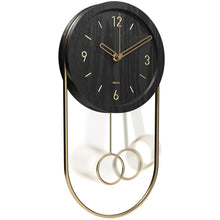 Load image into Gallery viewer, Driini Decorative Modern Wall Clock with Pendulum (Black)