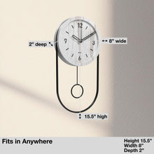 Load image into Gallery viewer, Driini Decorative Modern Wall Clock with Pendulum (White)