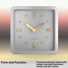 Load image into Gallery viewer, Driini Modern Mid Century Desk and Table Analog Clock (Grey with Gold)