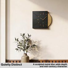 Load image into Gallery viewer, Driini Modern Retro-Modern Wood Square Analog Clock (Black)