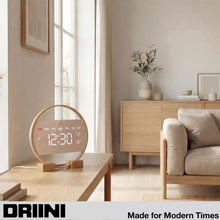 Load image into Gallery viewer, Driini Modern Digital LED Wall Clock - Bamboo Wood with Large Number Display - Day of Week, Time, Temperature, and Humidity Display