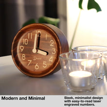 Load image into Gallery viewer, Driini Wooden Desk &amp; Table Analog Clock - Made of Genuine Pine - (Dark)