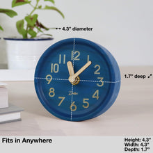 Load image into Gallery viewer, Driini Wooden Desk &amp; Table Analog Clock - Made of Genuine Pine - (Blue)
