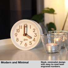 Load image into Gallery viewer, Driini Wooden Desk &amp; Table Analog Clock - Made of Genuine Pine - (White)