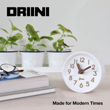 Load image into Gallery viewer, Driini Wooden Desk &amp; Table Analog Clock - Made of Genuine Pine - (White)