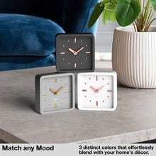 Load image into Gallery viewer, Driini Modern Mid Century Desk and Table Analog Clock (White Rose Gold)