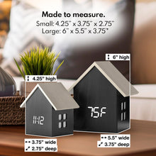 Load image into Gallery viewer, Driini Digital House-Shaped Alarm Clock with Temperature Display (Dark Wood)