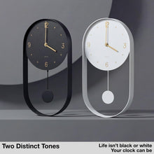 Load image into Gallery viewer, Driini Modern Pendulum Wall Clock - Decorative and Unique Metal Frame, with 8 Inch Face (White)