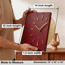 Load image into Gallery viewer, Driini Modern Retro-Modern Wood Square Analog Clock (Red)