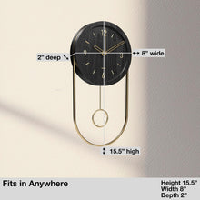 Load image into Gallery viewer, Driini Decorative Modern Wall Clock with Pendulum (Black)