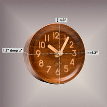 Load image into Gallery viewer, Driini Wooden Desk &amp; Table Analog Clock - Made of Genuine Pine - (Dark)