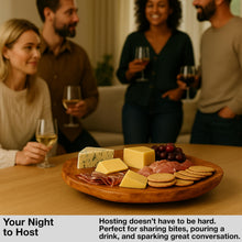 Load image into Gallery viewer, Driini Premium Handmade Root Wood Lazy Susan Turntable Organizer - Large Rustic Wooden Serving Platter Cheese Board (16")
