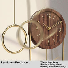 Load image into Gallery viewer, Driini Decorative Modern Wall Clock with Pendulum (Dark)