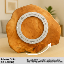 Load image into Gallery viewer, Driini Premium Handmade Root Wood Lazy Susan Turntable Organizer - Rustic Wooden Serving Platter Cheese Board (12")