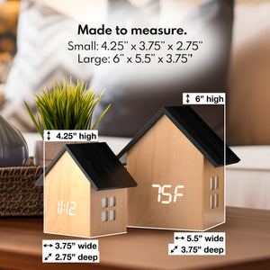 Driini Digital House-Shaped Alarm Clock with Temperature Display (Light Wood)