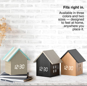 Driini Digital House-Shaped Alarm Clock with Temperature Display (Light Wood)