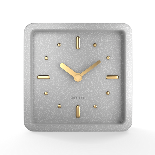 Driini Modern Mid Century Desk and Table Analog Clock (Grey with Gold)