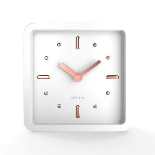 Driini Modern Mid Century Desk and Table Analog Clock (White Rose Gold)