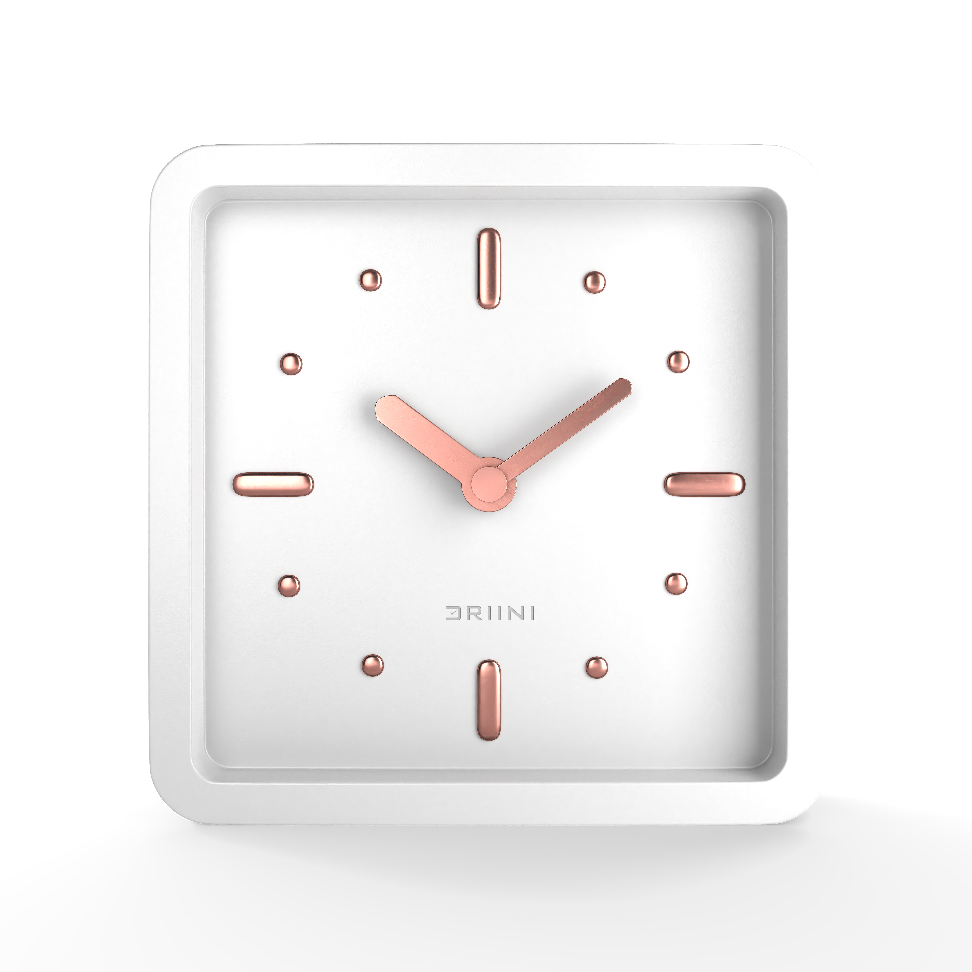 Driini Modern Mid Century Desk or Table Analog Clock (White Rose Gold)