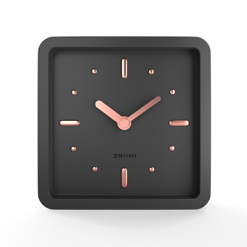 Driini Modern Mid Century Desk and Table Analog Clock (Black Rose Gold)