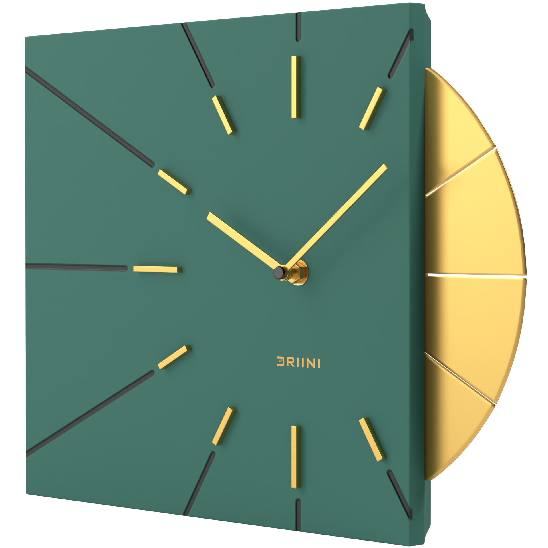 Driini Modern Retro-Modern Wood Square Analog Clock (Green)