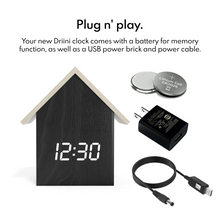 Load image into Gallery viewer, Driini Digital House-Shaped Alarm Clock with Temperature Display (Dark Wood)