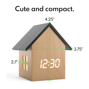 Driini Digital House-Shaped Alarm Clock with Temperature Display (Light Wood)